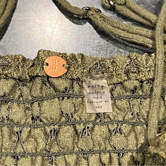 Free People Top XS Intimately Adella Cami Lace Olive Sparrow Green NWT Ruffle - Picture 9 of 10